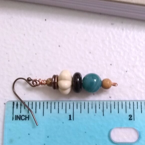 Perfect Fall & Winter Colors - Beaded Dangle Earrings - Casual Boho City Chic - Picture 3 of 5